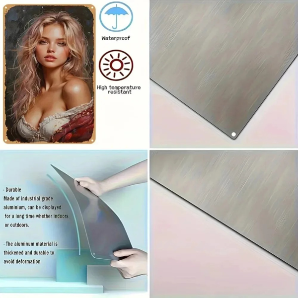 CIFbuy复古红色铝艺连衣裙女士墙面装饰防水防尘平面立体家居壁画 (TikTok、temu下自提)-5