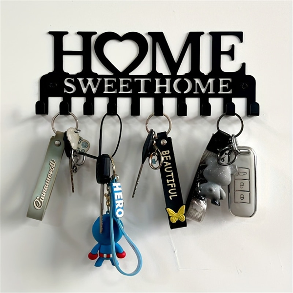 CIFbuy黑色墙壁钥匙挂钩置物架收纳架（TikTok、temu下自提）-2