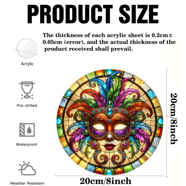 CIFbuy 七点八七英寸多彩亚克力羽毛面具窗门挂饰（TikTok、temu下自提）-2