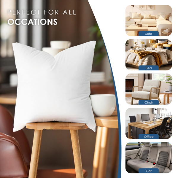 20x20英寸大方枕一对，纯白内芯。蓬松饱满，快速回弹，适合作为沙发靠背或卧室装饰枕的内胆。不带枕套，节省成本，给予您最大的搭配灵活性，轻松融入现有家居。-5