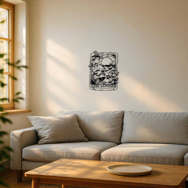 CIFbuy哥特风格骷髅双人金属墙艺复古锻铁墙雕塑适用于室内外客厅卧室庭院阳台花园(TikTok、temu下自提)-4