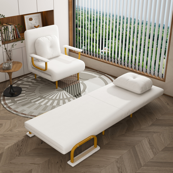 三合一折叠沙发床/可转换座椅 - 五档可调节靠背，带枕头，节省空间，适用于客厅、卧室和办公室（白色）-20