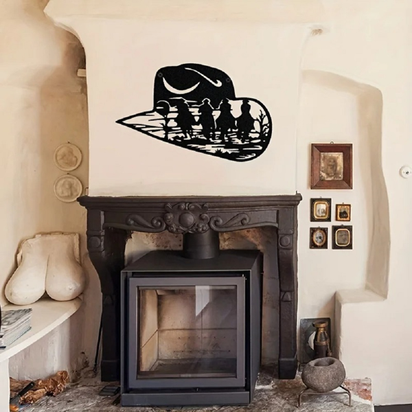 CIFbuy 铝制西部牛仔帽剪影装饰画 西部乡村主题墙面艺术挂件 节日礼物(TikTok、temu下自提)-4