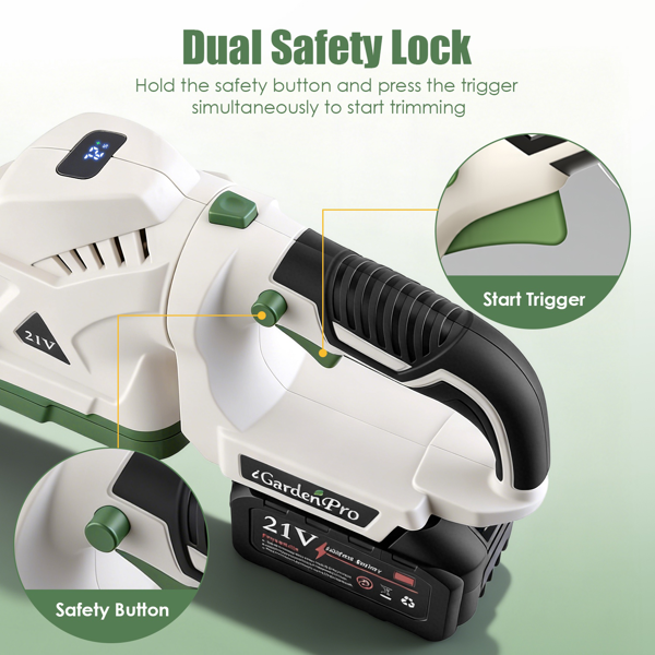 （自提可发加拿大，temu&tk下自提单）20000 转无绳割草机，2600mAh 电池，双刀头钢刃绿篱修剪机，带防溅挡板及护目镜 适用灌木修剪，适用于花园维护。-7