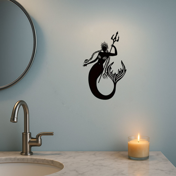 CIFbuy精美美人鱼与海王金属浮雕装饰画 神话亚特兰蒂斯手工艺墙饰 家居客厅玄关挂件(TikTok、temu下自提)-7