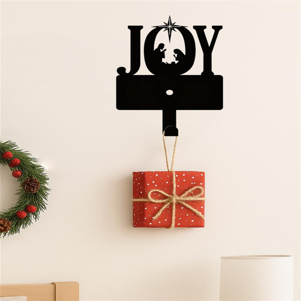 CIFbuy复古工业风带挂钩墙上置物架 乡村实木玄关收纳架 壁挂式储物衣帽架(TikTok、temu下自提)-5