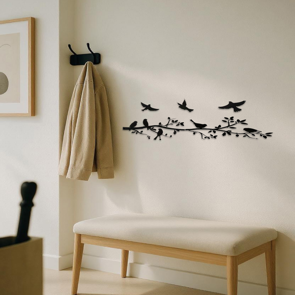 CIFbuy现代5件套金属飞鸟墙饰 防锈防水客厅卧室庭院花园耐用室内外家居装饰独特暖屋婚礼生日礼品（TikTok、temu下自提）-3