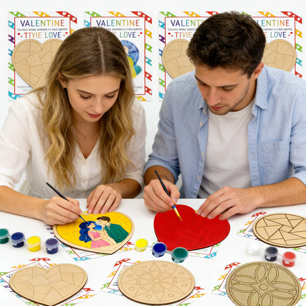情人节儿童礼物 - 28 张情人节卡片套装，含美术用品 - 心形马赛克谷仓被子绘画工艺套装 - 适合课堂儿童男孩女孩礼物交换 - 情人节派对礼品-2