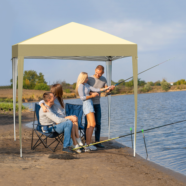 6.5X6.5FT 卡其色 4围(2围2门)  折叠棚 210D牛津布 白色喷塑钢管 配拎包-17