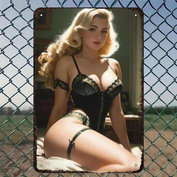 CIFbuy复古风女郎装饰铝板挂画 家居装饰艺术墙贴（TikTok、temu下自提）-6