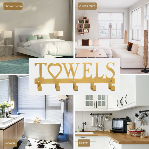 CIFbuy哥特风黑色铁制墙钩防锈涂层毛巾架浴室厨房门厅挂钩(TikTok、temu下自提)-6