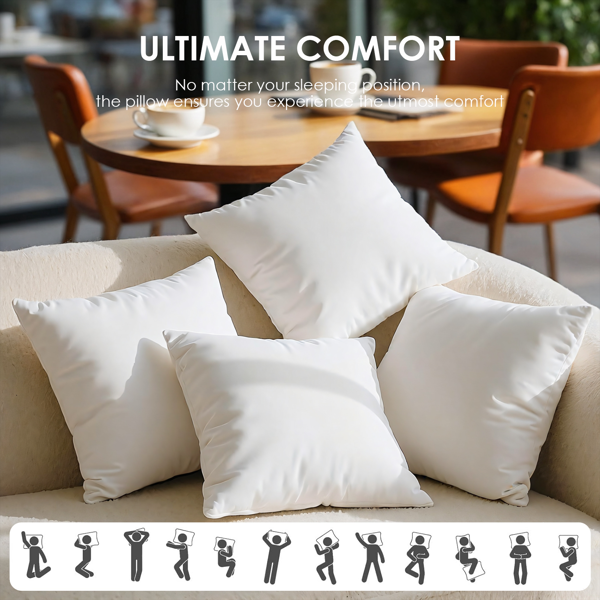 20x20英寸大方枕一对，纯白内芯。蓬松饱满，快速回弹，适合作为沙发靠背或卧室装饰枕的内胆。不带枕套，节省成本，给予您最大的搭配灵活性，轻松融入现有家居。-8