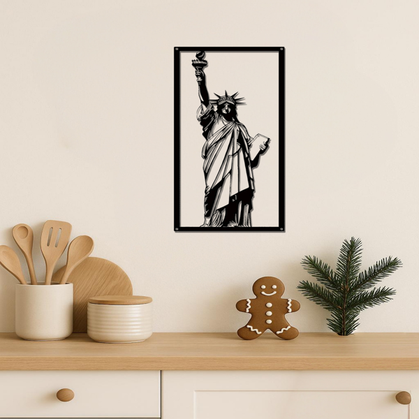 CIFbuy复古自由女神金属雕像雕塑纽约天际线装饰画客厅办公室公寓家居装饰礼品（TikTok、temu下自提）-3