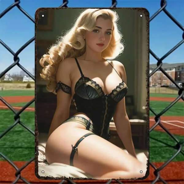 CIFbuy复古风女郎装饰铝板挂画 家居装饰艺术墙贴（TikTok、temu下自提）-4