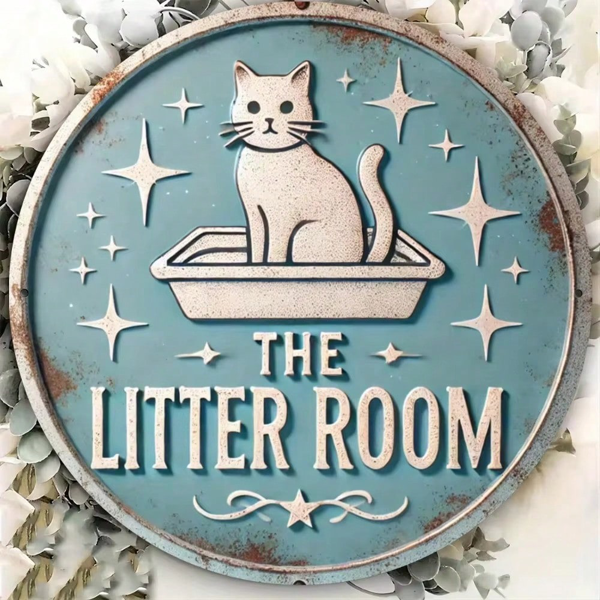 CIFbuy复古猫圆形金属牌手工雕刻花园装饰牌子(TikTok、temu下自提)-7