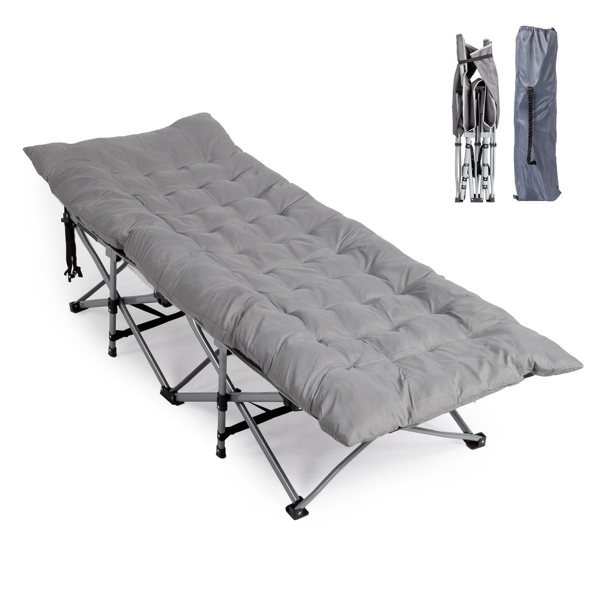 75*28*15in 灰色 户外行军床 10脚铁管 牛津布 折叠翘头 带软垫 150kg-10