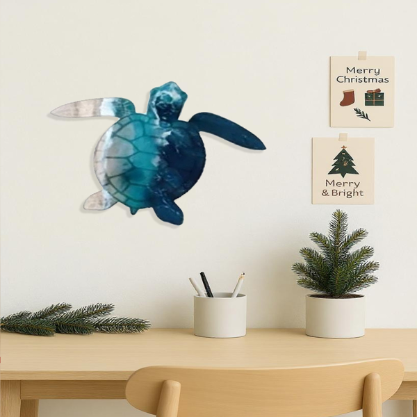 CIFbuy手工铁制海龟墙面装饰 海洋主题雕塑适用于客厅和卧室（TikTok、temu下自提）-4