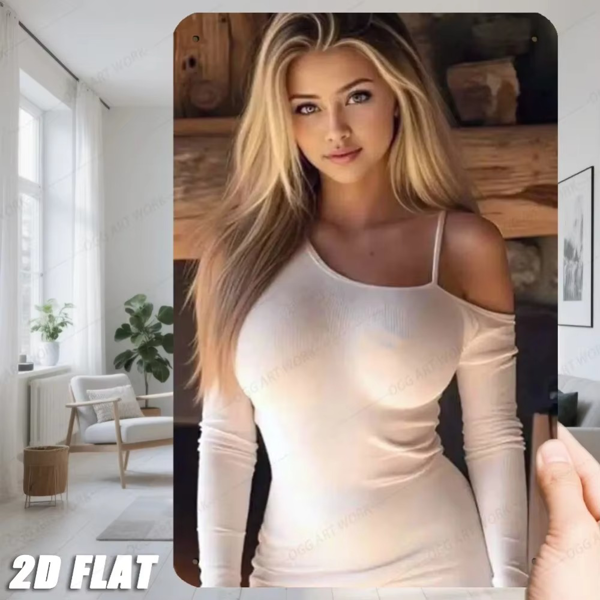 CIFbuy 优雅白色8x12英寸铝制墙面装饰 女装主题墙面挂饰 万圣节圣诞节房间装饰 2D平面长袖款式(TikTok、temu下自提)-1