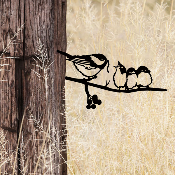 中文标题：CIFbuy复古麻雀墙面装饰 铁制花园庭院艺术雕塑 耐候户外庭院装饰礼物（TikTok、temu下自提）-1