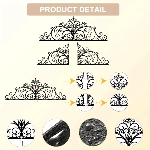 CIFbuy 2件套现代简约铝制卷轴墙饰 拱形藤蔓艺术悬挂标牌 室内外通用节日装饰礼物（TikTok、temu下自提）-6