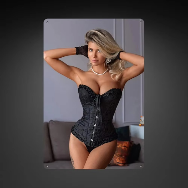 CIFbuy复古金发女郎黑色蕾丝胸衣墙饰 家居办公室装饰品（TikTok、temu下自提）-1