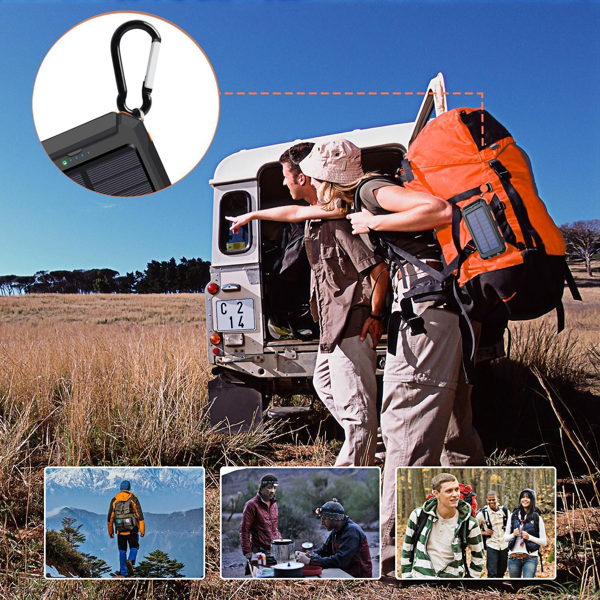 太阳能充电宝 10000mAh 便携式太阳能板 无线快充手机 防水USB-C接口 露营专用电池组 带LED手电筒-7