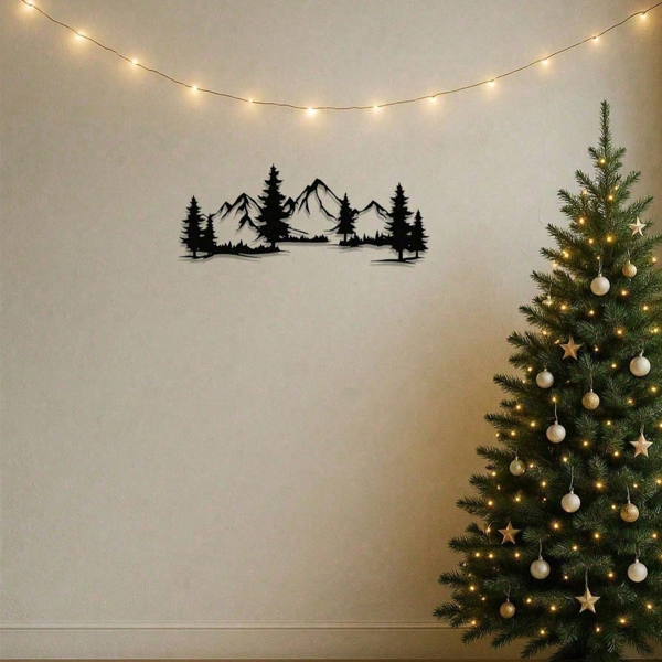 CIFbuy复古山脉森林金属壁画 乡村自然装饰画 客厅卧室节日礼物(TikTok、temu下自提)-2