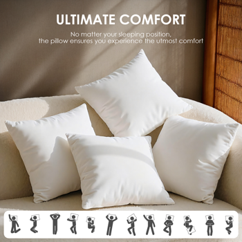 简约实用两只装抱枕。白色，18英寸见方，填充扎实。专为沙发和床设计，提供可靠支撑。不带枕套，经济实用，可直接使用或根据季节更换不同风格枕套。