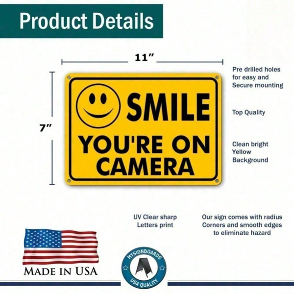 CIFbuy闭路电视监控安全标志牌 安保摄像头警示标牌 适用于家庭及商业场所（TikTok、temu下自提）-9