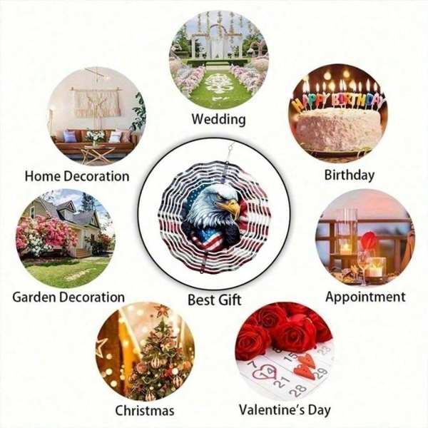 CIFbuy创意3D旋转美国国旗鹰风力动感装饰 庭院花园户外动态艺术装置礼品（TikTok、temu下自提）-7