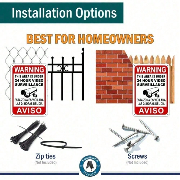 CIFbuy室内室外金属监控警告牌标牌 TikTok、temu下自提-8