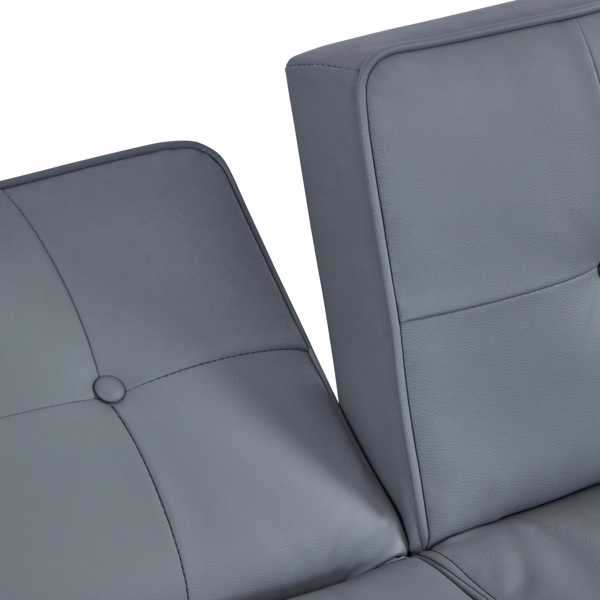 现代 PU 皮革沙发｜可调节倾斜靠背簇绒沙发｜木脚+金属支撑脚客厅休闲沙发-14