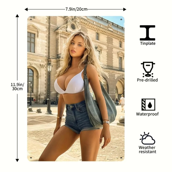 CIFbuy 耐用铝制8x12英寸经典金发模型壁画 酒吧车库咖啡馆装饰 TikTok、temu下自提-4