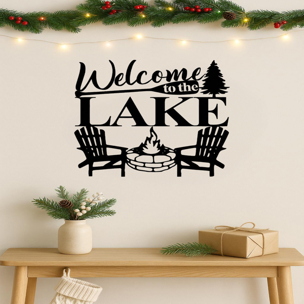 CIFbuy现代抽象湖泊防水防锈铁制墙饰客厅卧室办公室庭院装饰(TikTok、temu下自提)-6