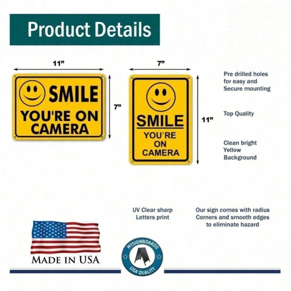 CIFbuy监控摄像头警示牌 金属安全标识 家用安防庭院告示牌（TikTok、temu下自提）-9