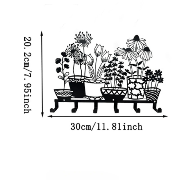 CIFbuy现代简约黑色壁挂钥匙架与花瓶收纳架一体化设计（TikTok、temu下自提）-2