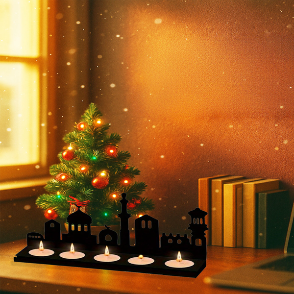 CIFbuy复古金属城市天际线便携式桌面烛台家居装饰浪漫氛围灯(TikTok、temu下自提)-6