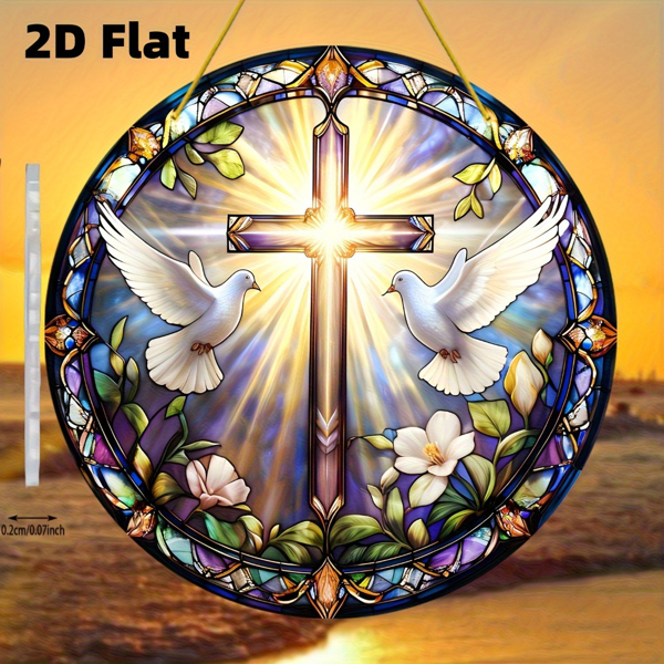 CIFbuy 彩色亚克力捕捉光影窗户装饰 精美十字挂件家居玄关节日礼物（TikTok、temu下自提）-6