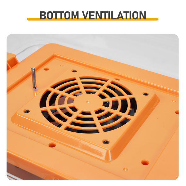 56H 美规 孵化器 110V 85W 56枚  ABS+PET 橙白机身透明上盖 LED照蛋功能升级 全自动翻蛋 温湿华氏度双显 自动控温控湿 多功能卡条蛋盘-9