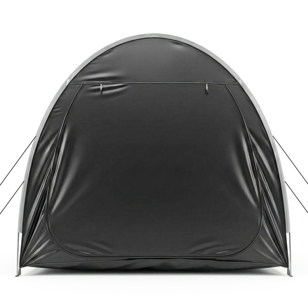 6.8X2.6FT 黑色 圆弧形 储物棚 单拉链门 内部配收纳袋 黑色玻纤杆框架 210DPU银胶牛津布 自行车储物棚 配拎包-2