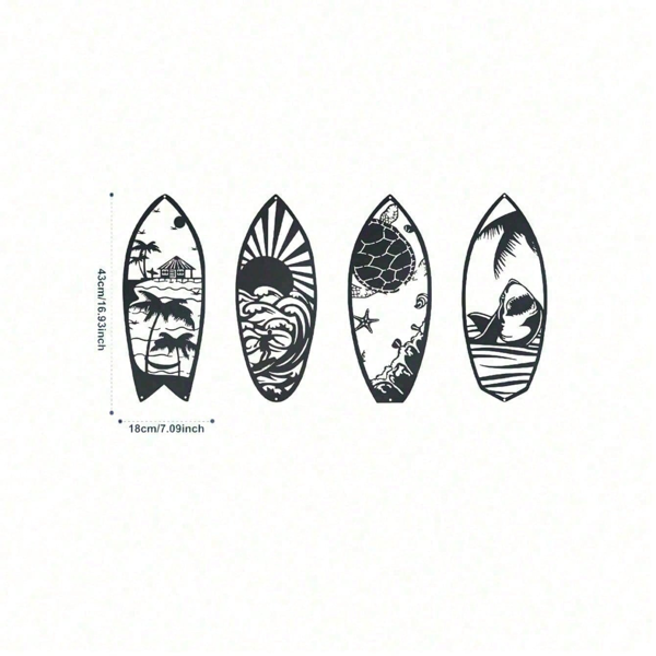 CIFbuy 4件套金属冲浪板墙面艺术装饰 防水防锈蚀客厅卧室厨房墙面装饰礼物（TikTok、temu下自提）-6