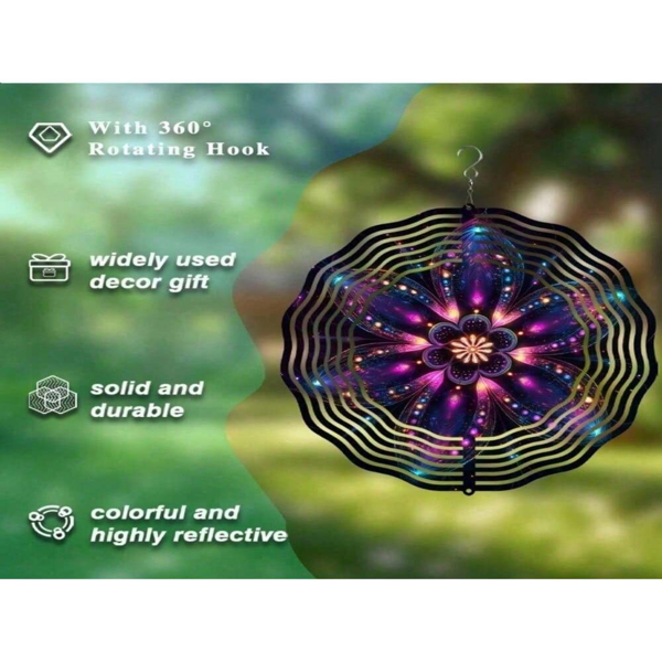 CIFbuy太阳能10英寸曼陀罗风铃带LED灯旋转挂钩户外花园庭院装饰（TikTok、temu下自提）-7