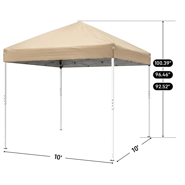 10X10FT 卡其色 4面纱网(2门2网纱)   折叠棚 210D牛津布  白色喷塑铁管 配拎包 无沙袋-4