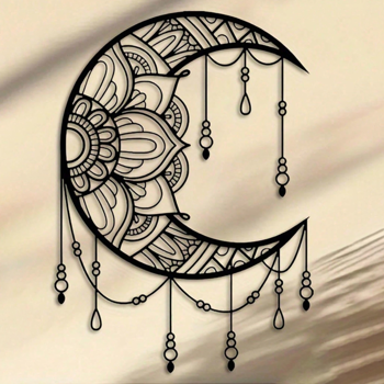 CIFbuy曼陀罗月亮壁饰铁制墙面艺术瑜伽冥想空间装饰(TikTok、temu下自提)