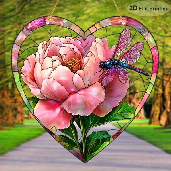 CIFbuy美丽花朵与蜻蜓光捕手花园装饰亚克力窗户挂件节日礼物（TikTok、temu下自提）-6