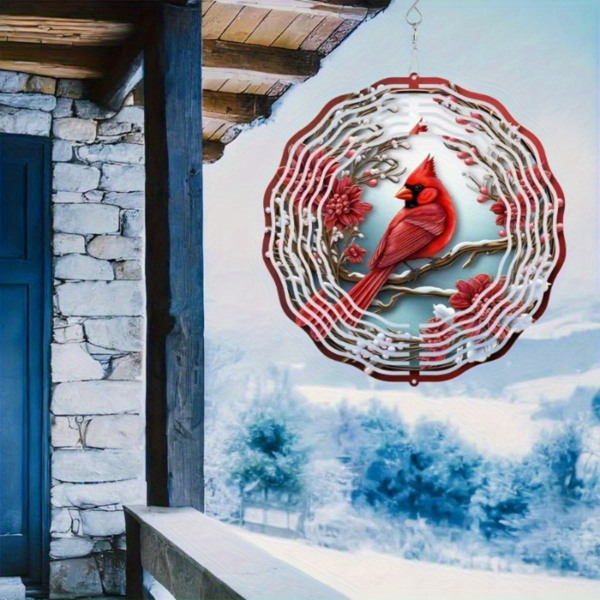 CIFbuy 炫彩红雀风动装饰带曼陀罗风铃 花园艺术户外庭院装饰（TikTok、temu下自提）-3