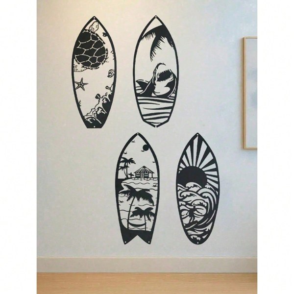CIFbuy 4件套金属冲浪板墙面艺术装饰 防水防锈蚀客厅卧室厨房墙面装饰礼物（TikTok、temu下自提）-7