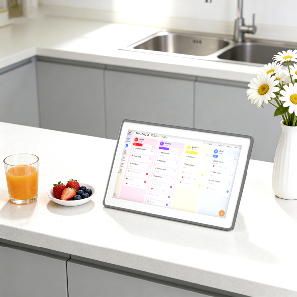 数字日历，15.6英寸电子墙面计划表与家务清单，触控式家庭日程管理器，支持日程安排、活动提醒及待办事项，含壁挂支架，智能日历完美适配2026年规划（灰色边框款）-6