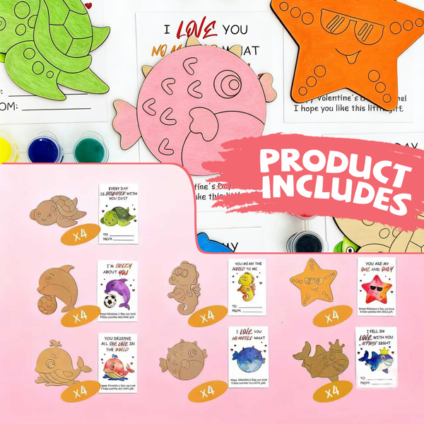 情人节儿童礼物 - 28 张情人节卡片套装，含美术用品 - 心形马赛克谷仓被子绘画工艺套装 - 适合课堂儿童男孩女孩礼物交换 - 情人节派对礼品-5