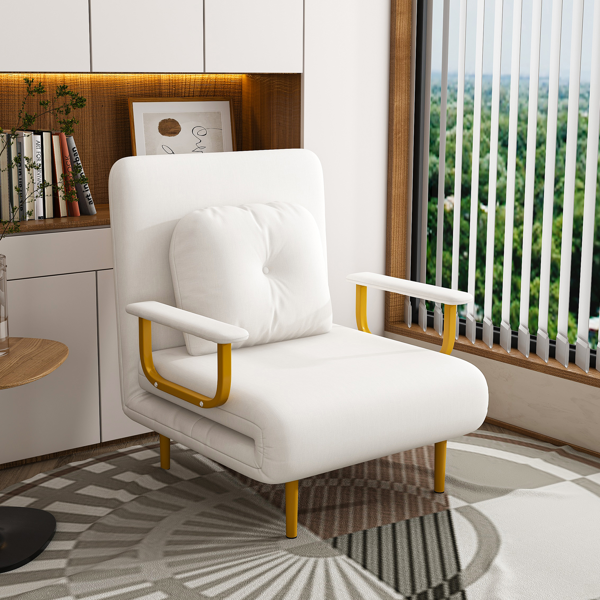 三合一折叠沙发床/可转换座椅 - 五档可调节靠背，带枕头，节省空间，适用于客厅、卧室和办公室（白色）-17